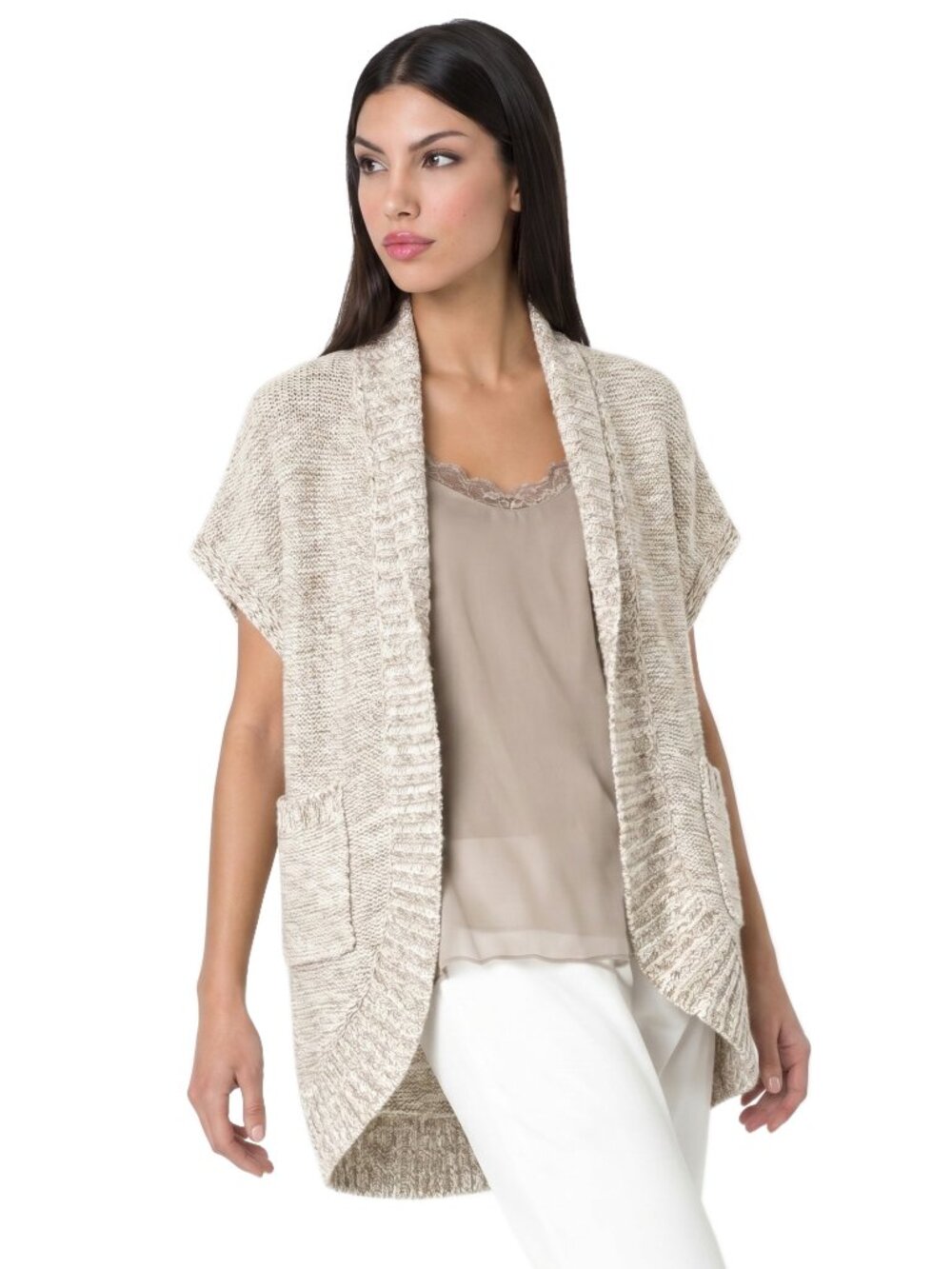 ALICE + OLIVIA Fay Long Cocoon Cardi Cardigan Sweater Small Oatmeal S